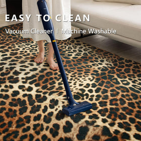 DweIke leopard rug washable and easy to deep clean after busy days.