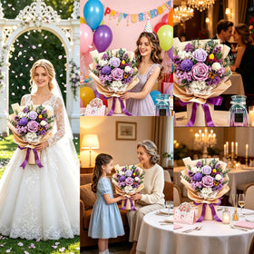 DWELLJOY purple-white palette as an elegant centerpiece.