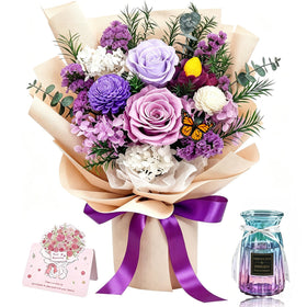 DWELLJOY preserved bouquet with glass vase for enduring decor.