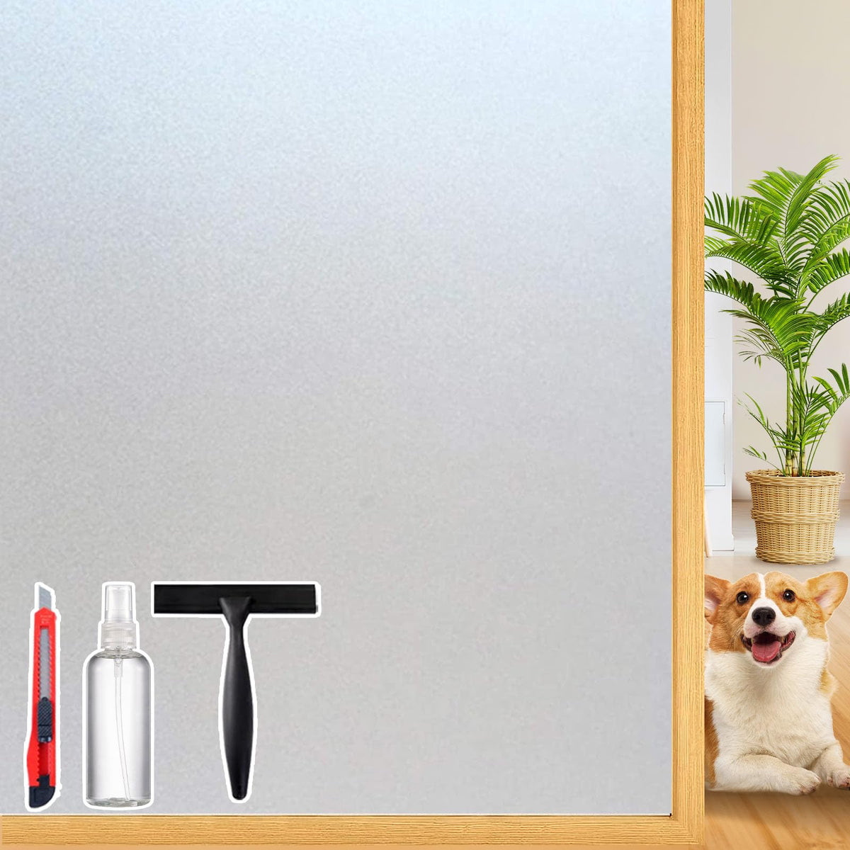 Dwersty frosted window film preserves privacy with soft light for interior spaces.