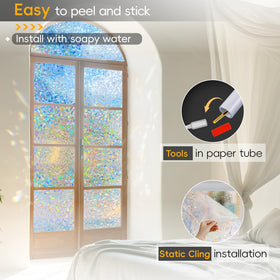 Dwersty rainbow window film creates prism light effects in living space