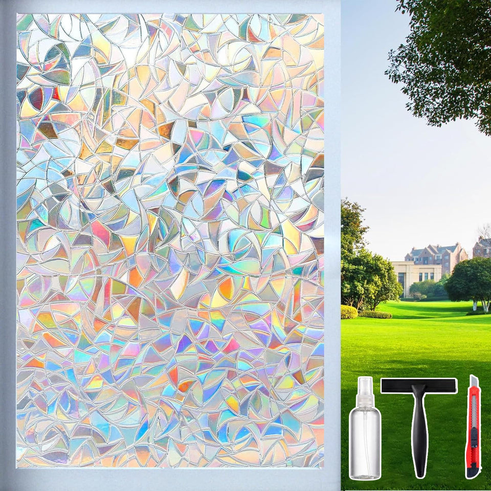 Dwersty rainbow window film with rainbow-etching in sunlit room