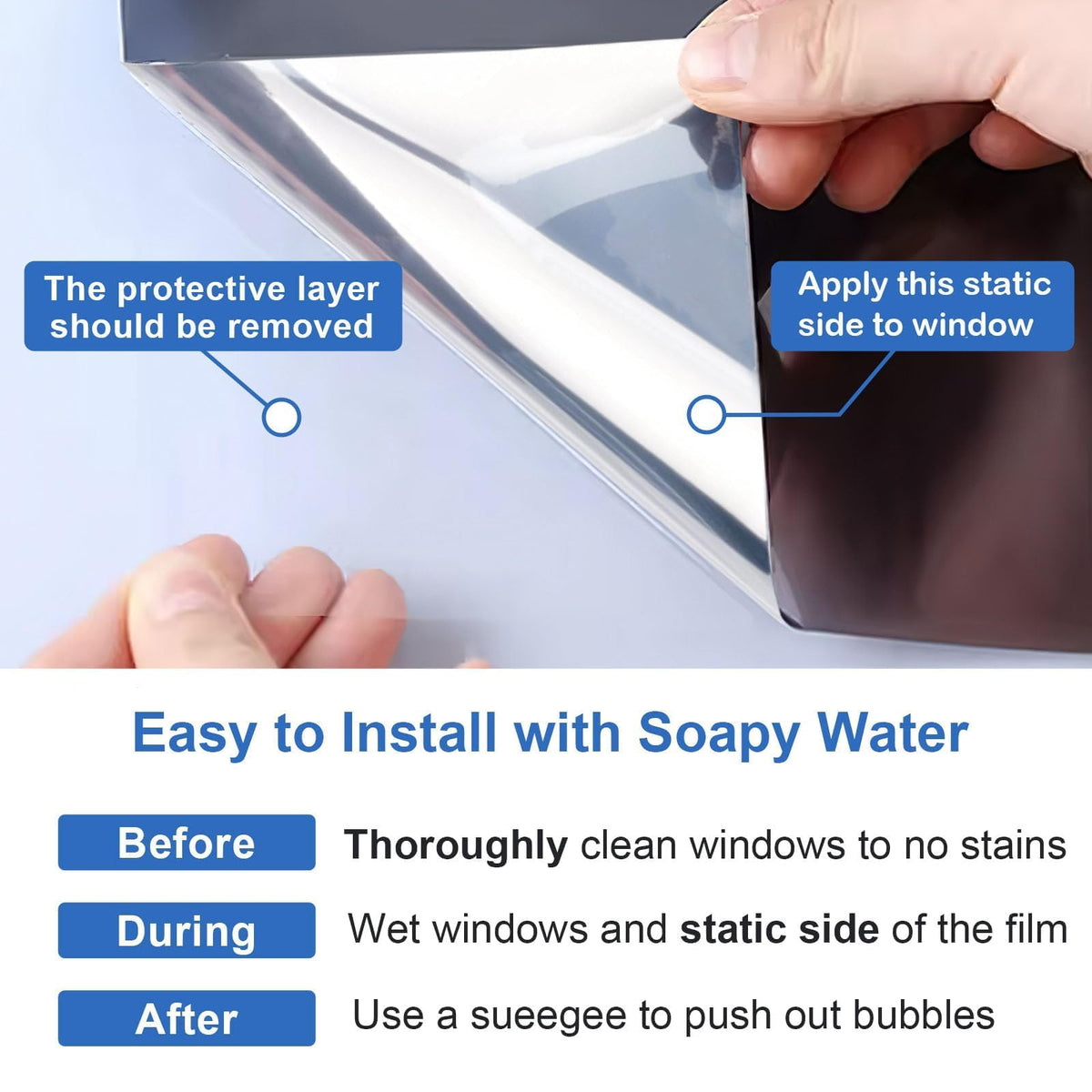 Dwersty UV-blocking film reducing glare while preserving natural light