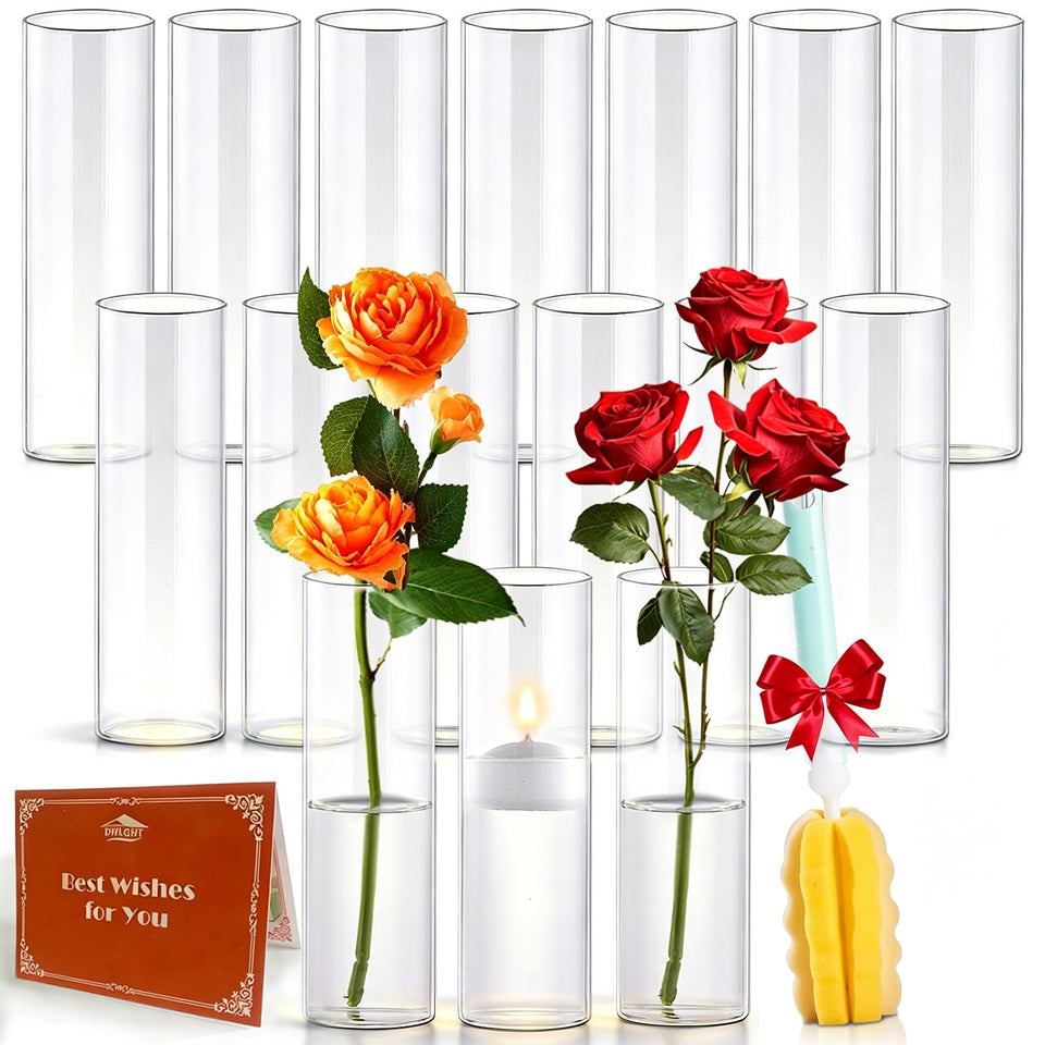 DWLGHT glass cylinder bud vase for elegant wedding centerpieces and candle displays