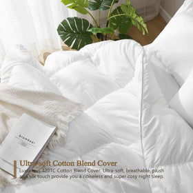 DWR baffle-box construction ensures even fill distribution across the comforter.