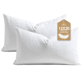 DWR feather-down pillow inserts in 12x20 deliver lasting loft and comfort