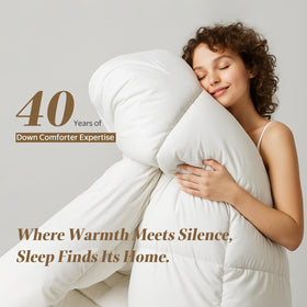 DWR comforter baffle-box construction ensures even fill distribution and no cold spots