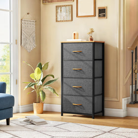 DWVO 4-Drawers Dresser folding drawers with easy-pull handles for smooth access.
