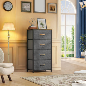 DWVO 4-Drawers Dresser wooden top display for lamps and decor.