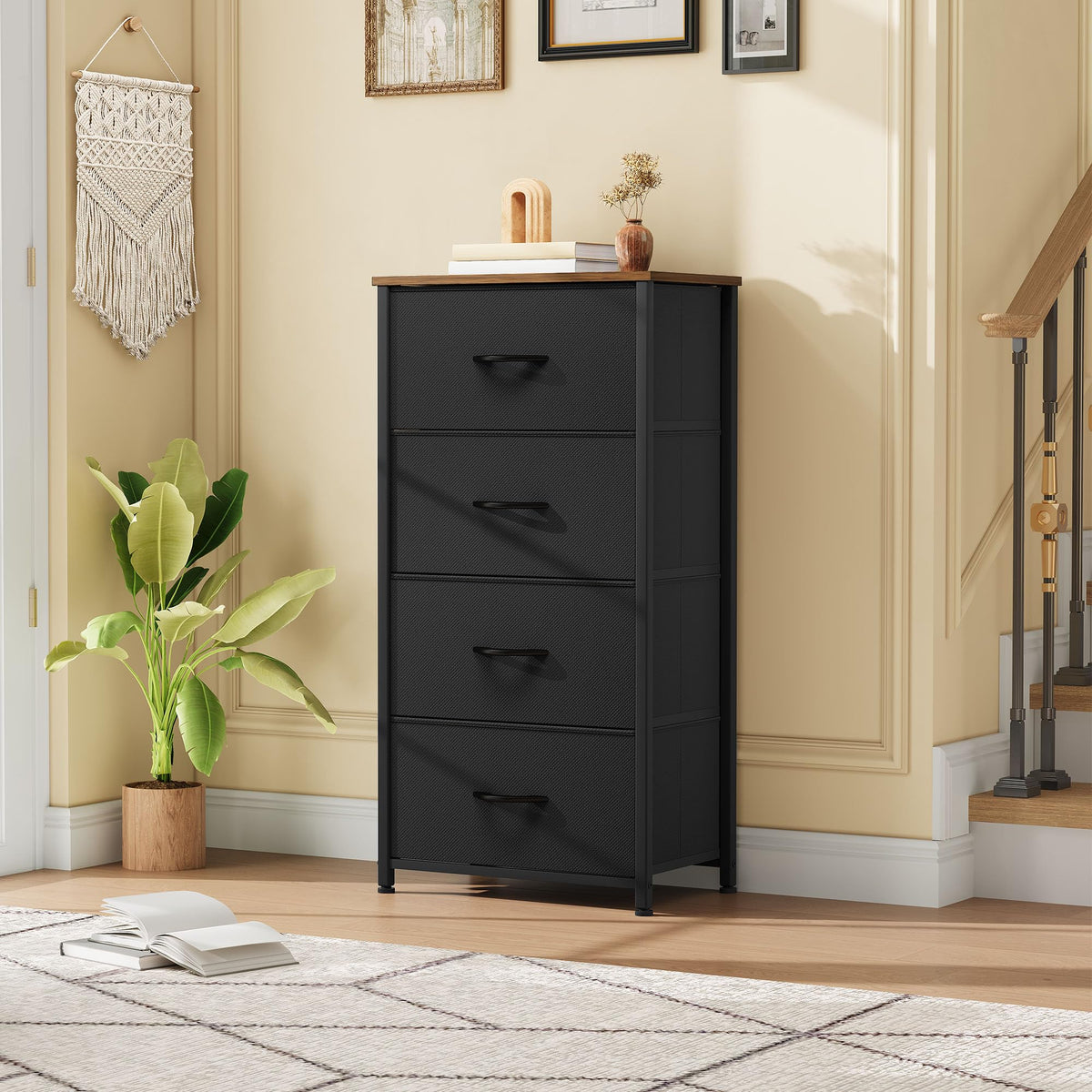 Close-up of soft grey fabric drawers on a sturdy DWVO frame for tidy spaces