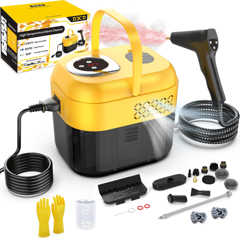 DXD handheld steam cleaner front view for versatile home cleaning.