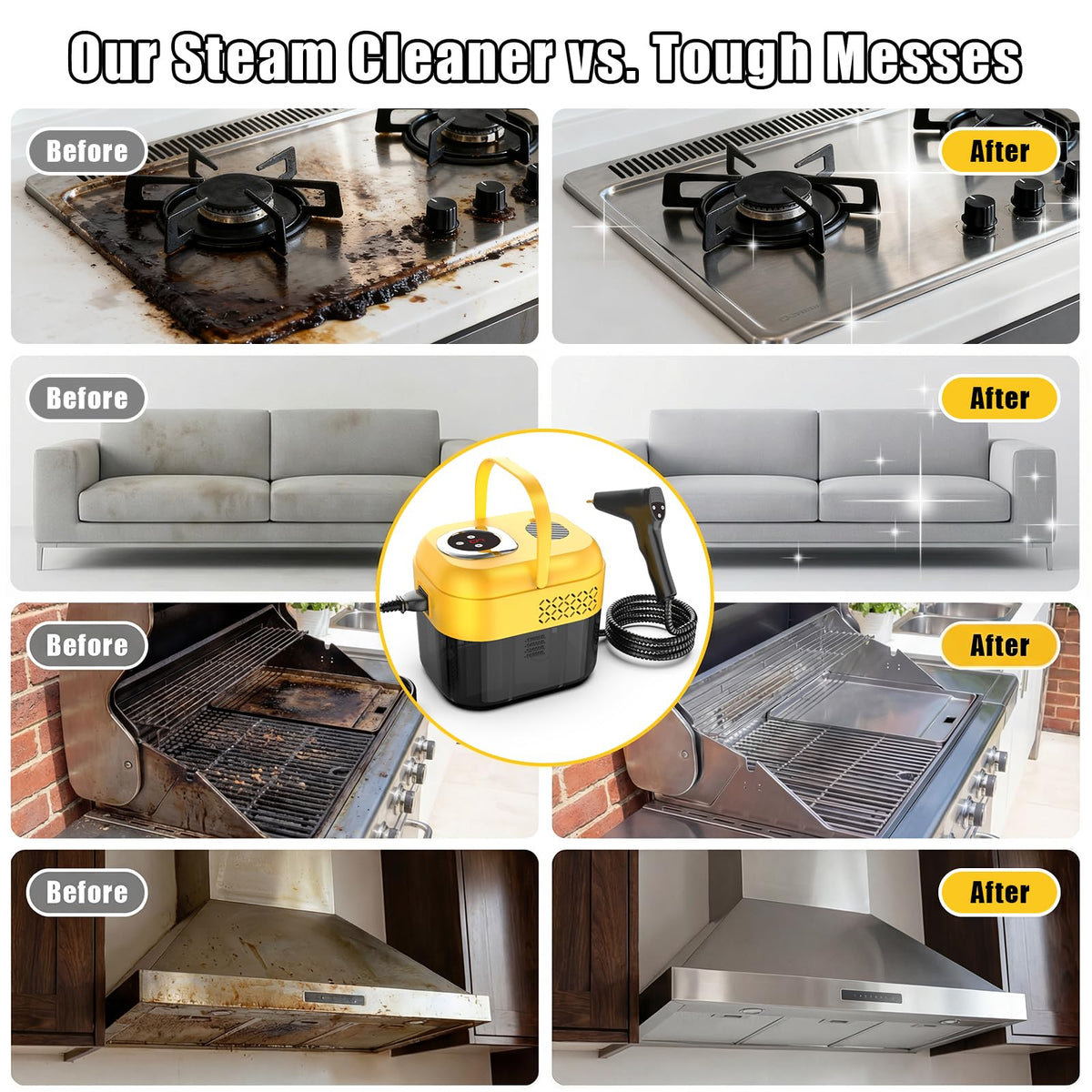 DXD steam cleaner removes kitchen grease and grime with powerful high-pressure steam.