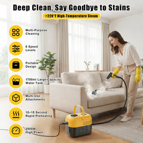 DXD steam cleaner water tank shows 1700ml for long, uninterrupted cleaning sessions.