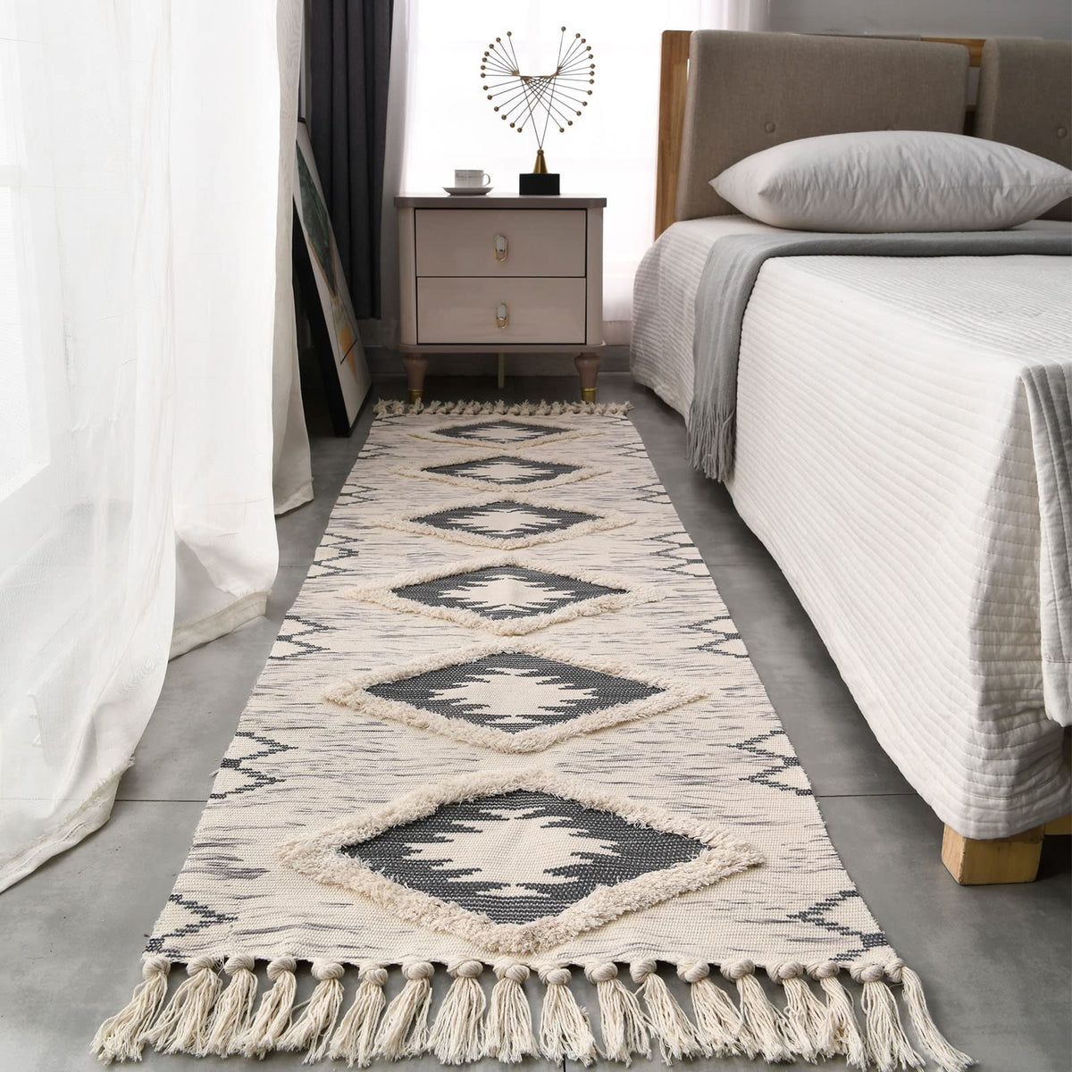 DXGJOKR boho runner rug 2x6 grey with soft texture for entryways.