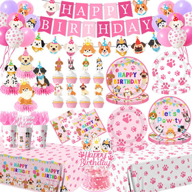 Dydamud Lets Pawty plates show dog-themed design for a festive party setup