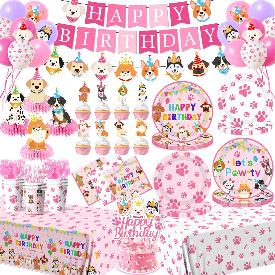 Dydamud Lets Pawty plates show dog-themed design for a festive party setup