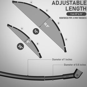 35-76 inch adjustable length fits most showers and tubs