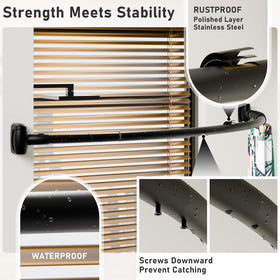 Curved design helps keep the curtain away to reduce splash