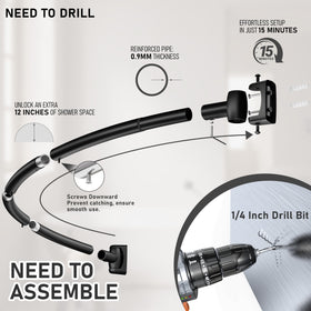 Install-friendly design adds 10.5 inches of shower space for comfort