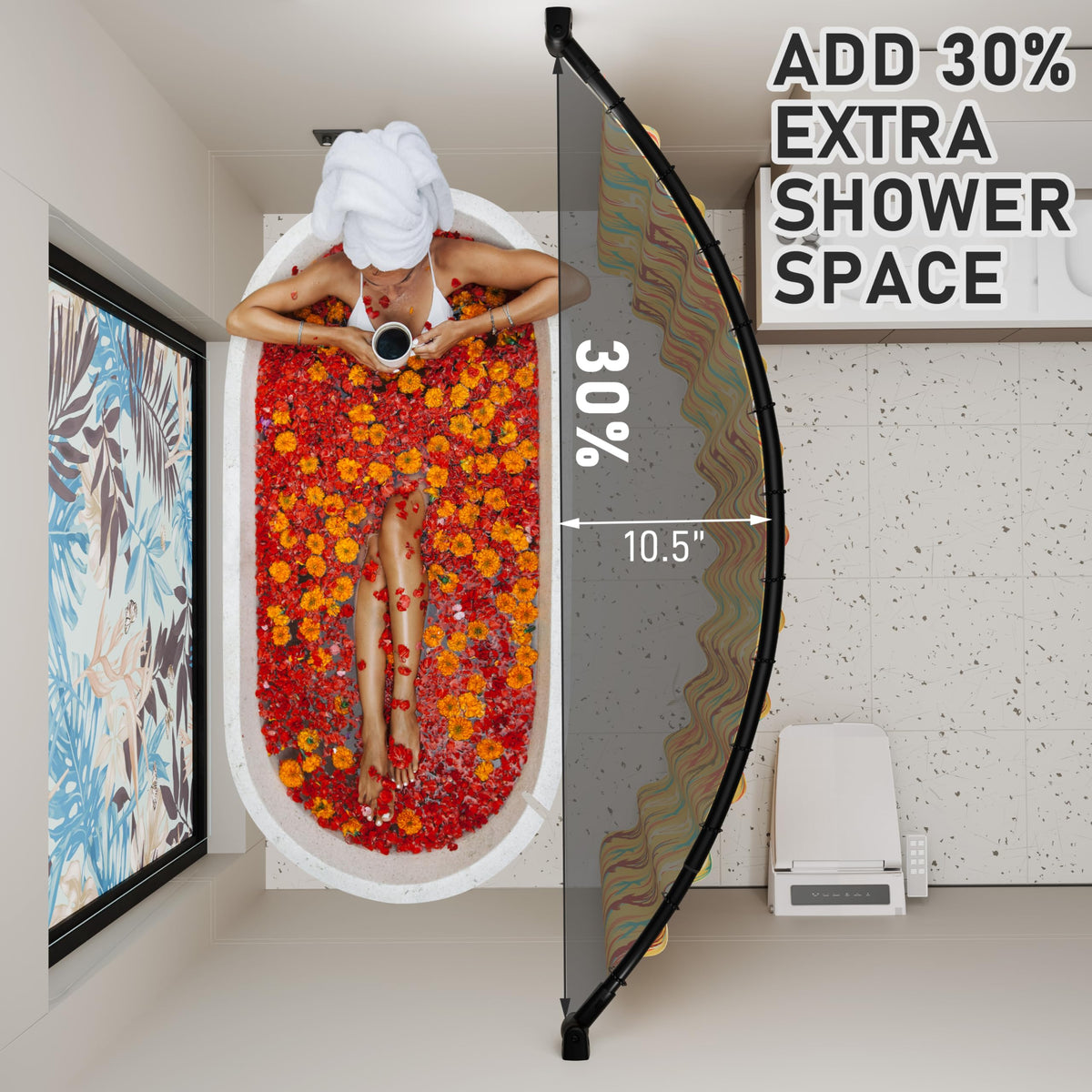DYHOME curved rod rustproof stainless steel for durable bathroom use