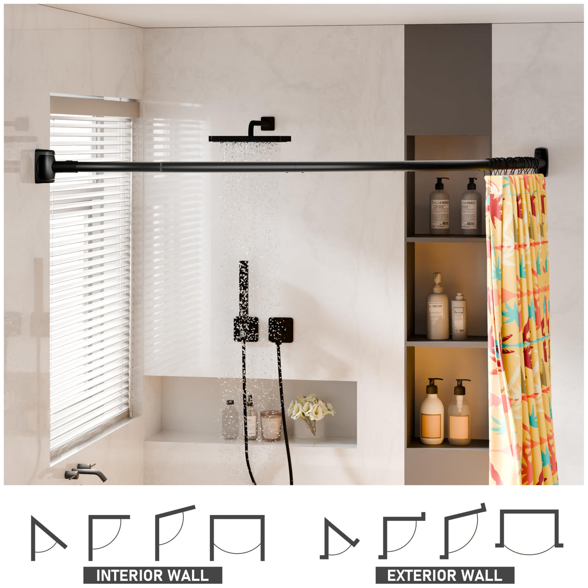 Sturdy wall-mounted system ensures stable, safe curtain setup