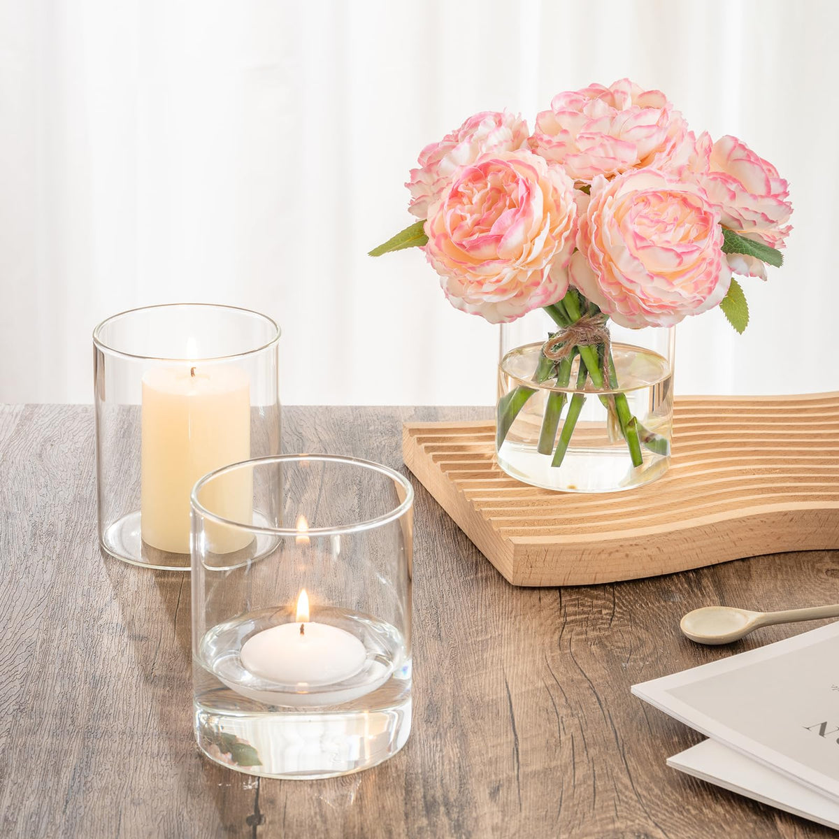 DYMFADFB floating candle holder creates ambient table accents.