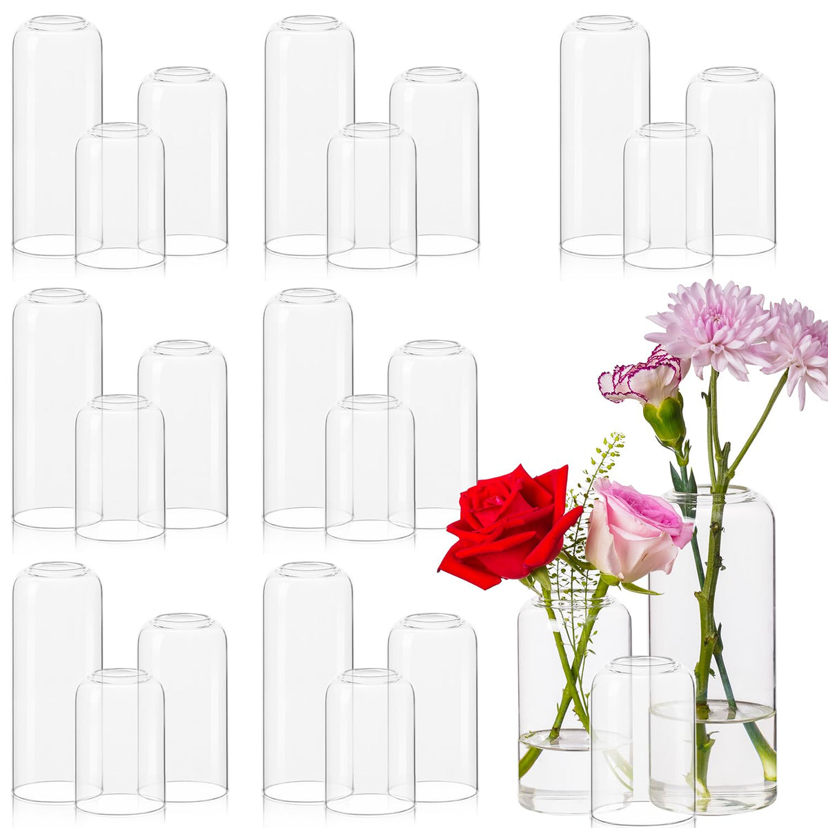 DYMFADFB glass bud vase set of 24 adds crystal clarity to centerpieces