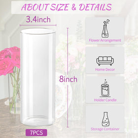 DYMFADFB glass cylinder vases showcase flowers with clear, bright clarity for elegant centerpieces.