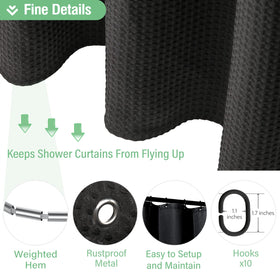 Dynamene 60x72 black three-proof finish delivers water, oil, and stain resistance.
