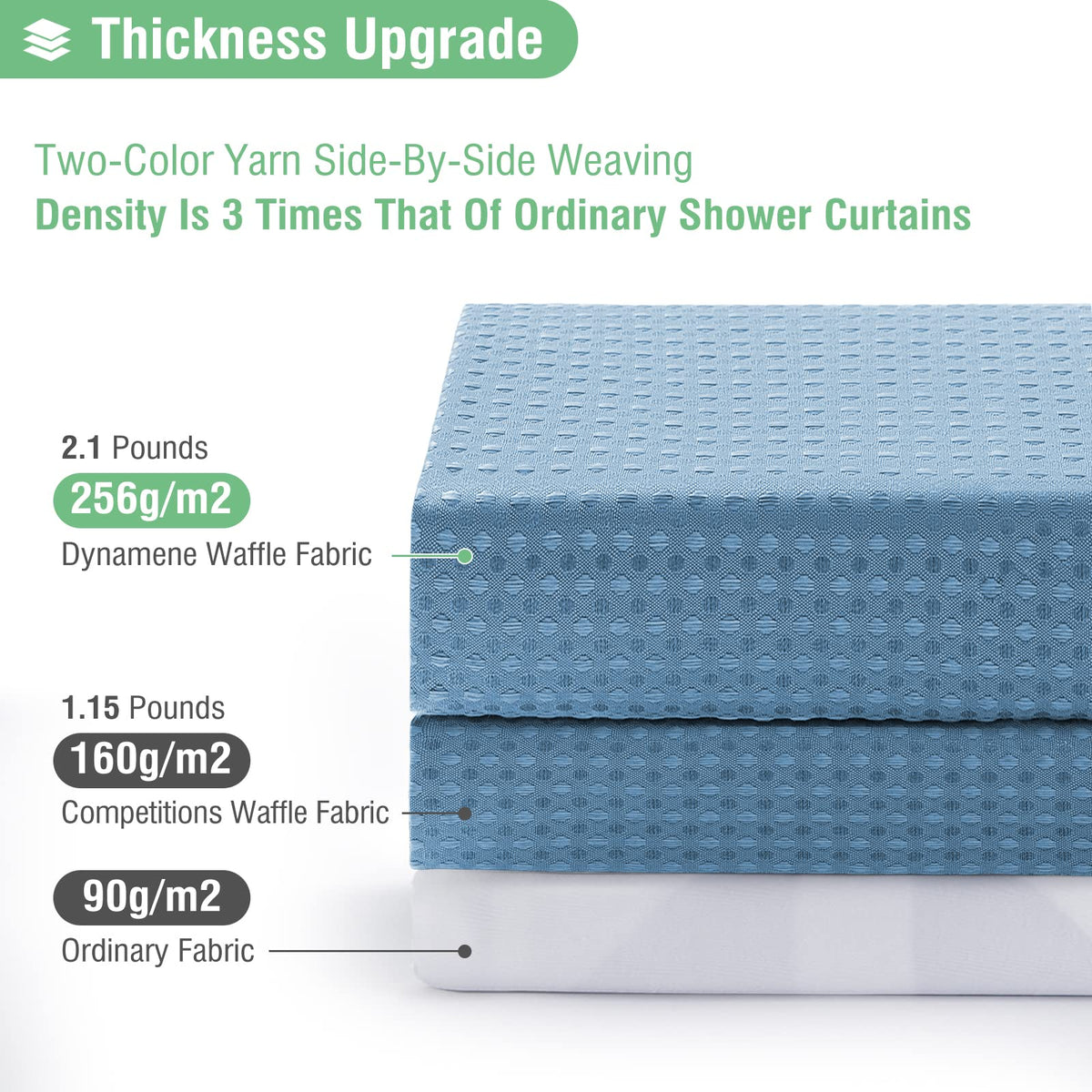 Dynamene 84-inch curtain, heavy-duty fabric, ideal for tall showers and full coverage