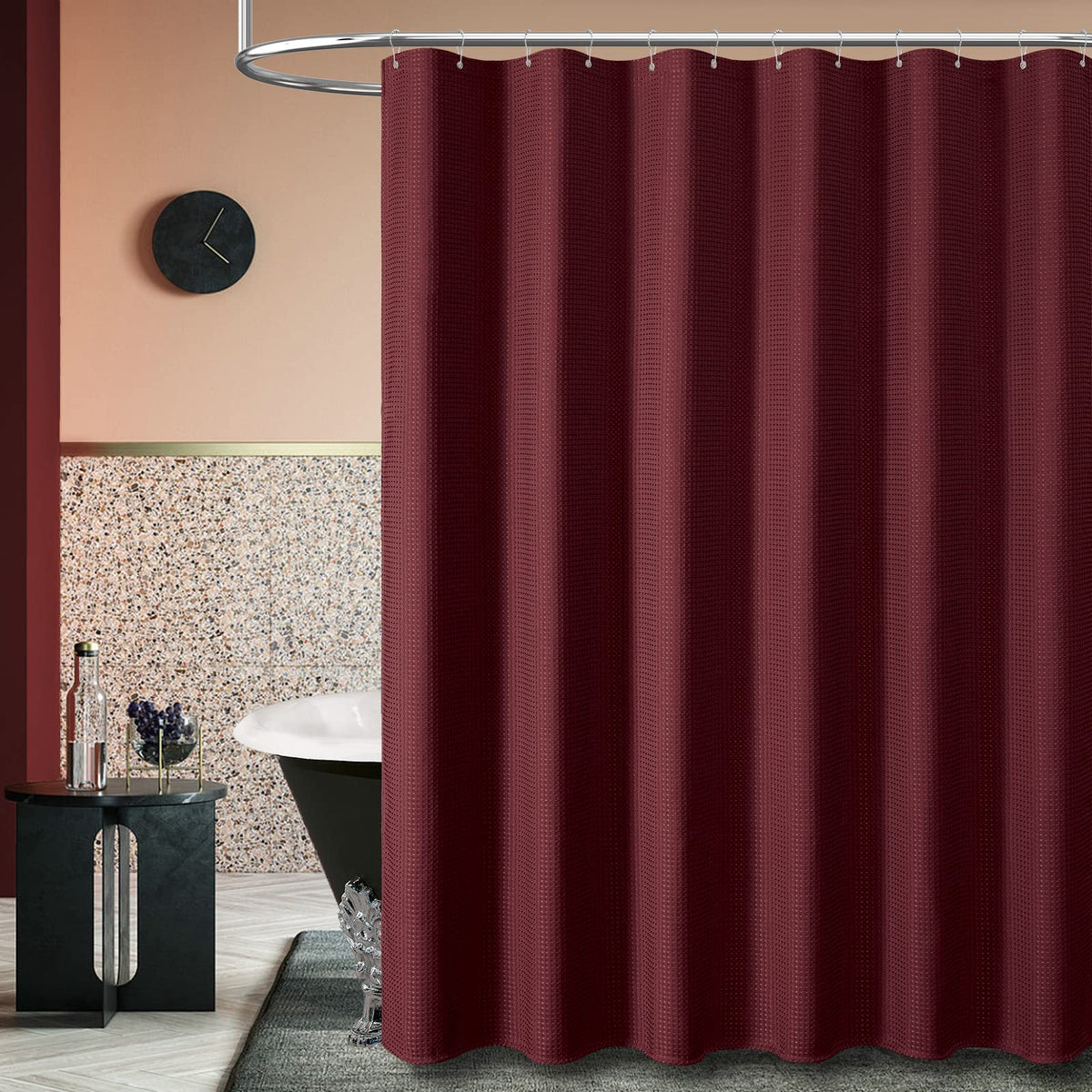 Dynamene Burgundy curtain is machine washable for easy care.