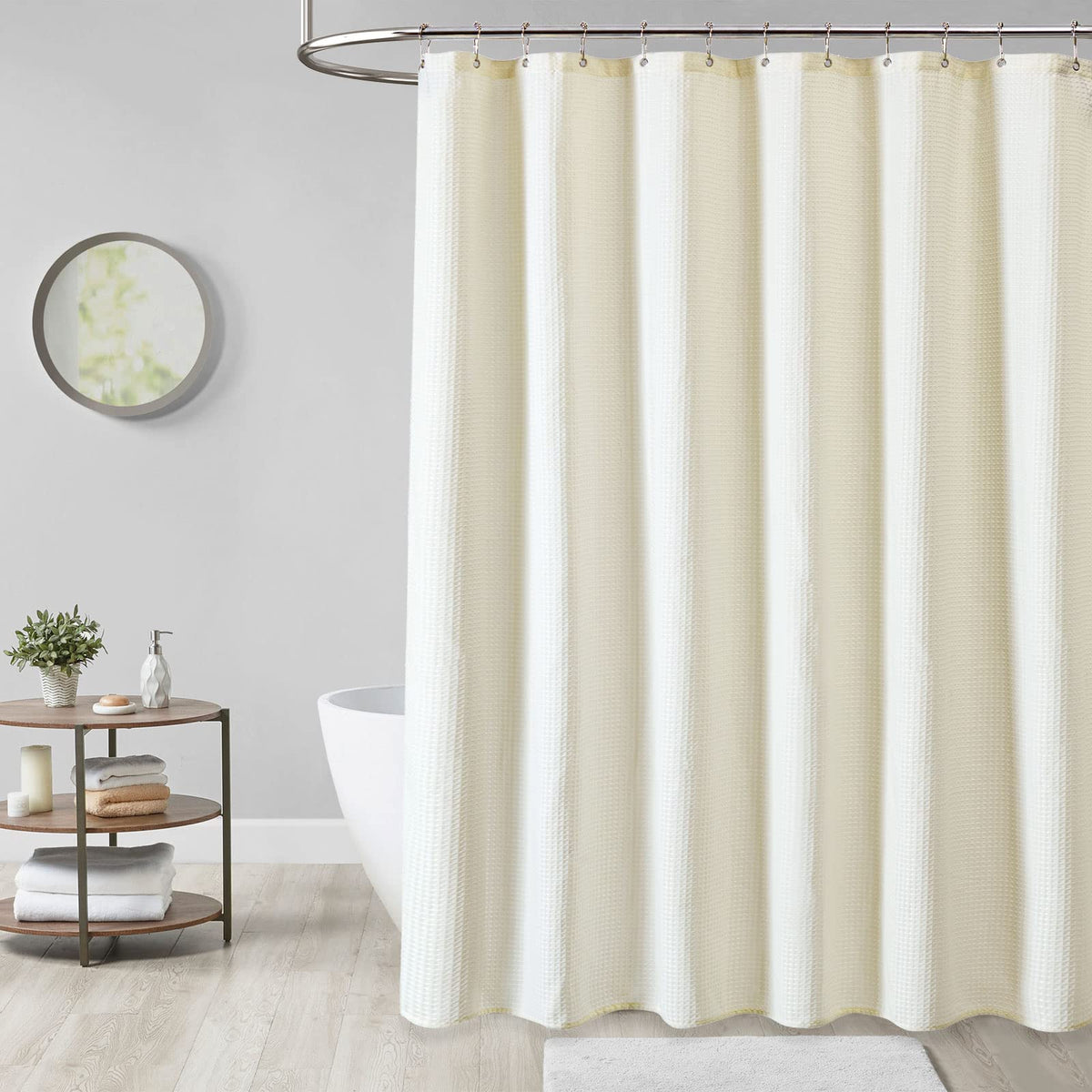 Dynamene easy-care curtain in cream, machine washable for simple maintenance.