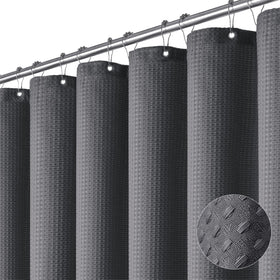 Dynamene Charcoal Grey waffle curtain close-up shows durable fabric and texture.