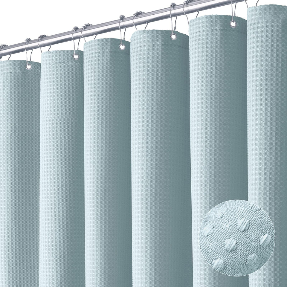Dynamene fog blue waffle shower curtain 72x84 adds privacy and style to your bath.