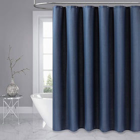 Dynamene navy curtain offers hotel-style privacy and durability