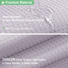 Weighted hem detail keeps Dynamene Lavender curtain in place and private.