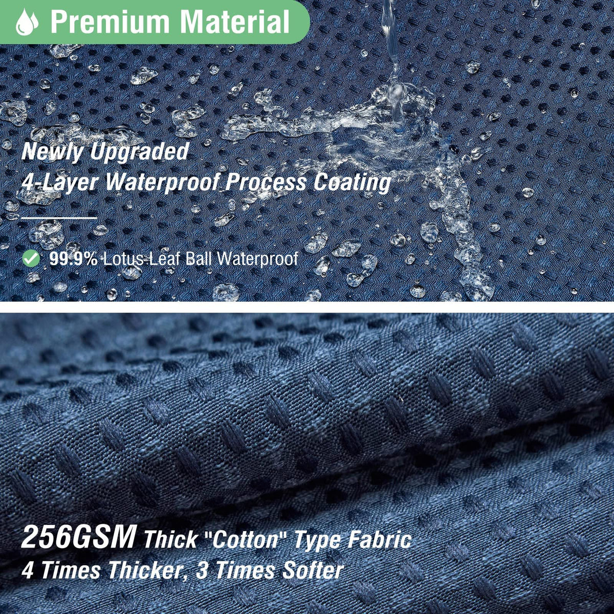 Dynamene navy curtain with rust-resistant grommets for longevity