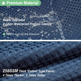 Dynamene navy curtain with rust-resistant grommets for longevity