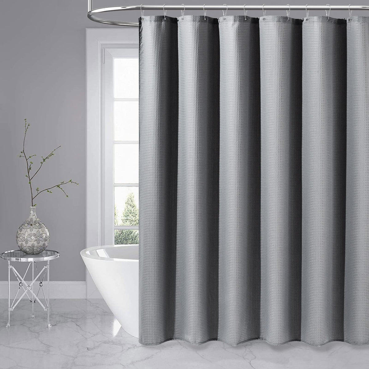 Dynamene 12-hook set included with curtain for quick, ready-to-hang setup