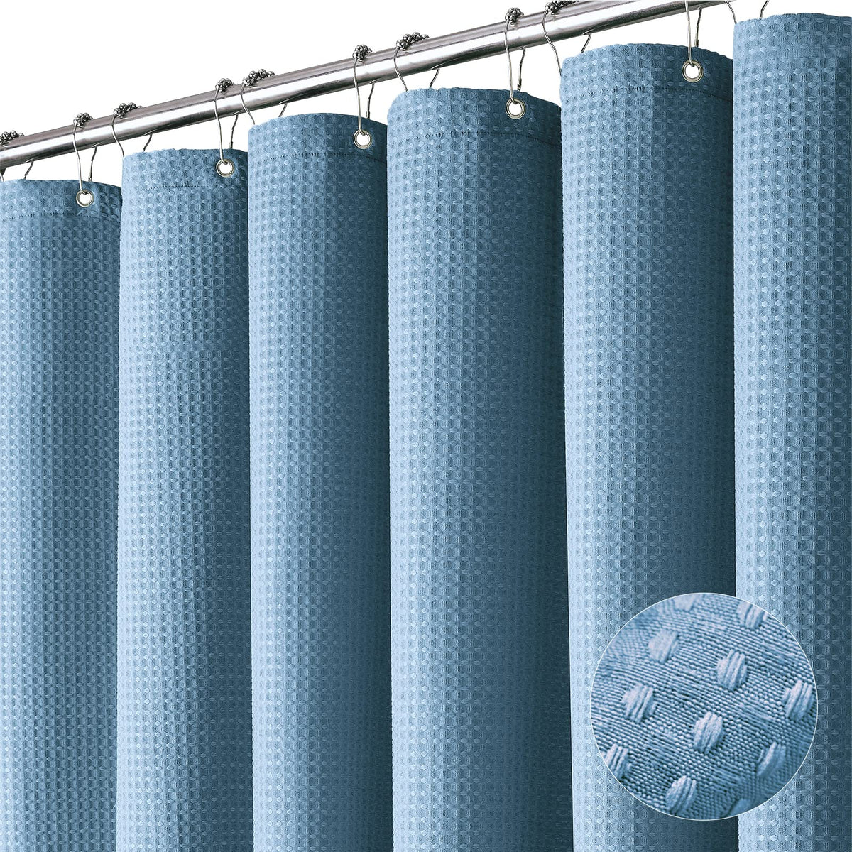 Dynamene Moonlight Blue waffle shower curtain with hotel-style elegance and privacy