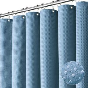 Dynamene Moonlight Blue waffle shower curtain with hotel-style elegance and privacy