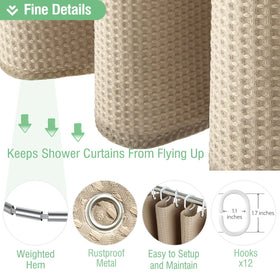 Dynamene weighted hem curtain minimizes billowing for a neat shower space