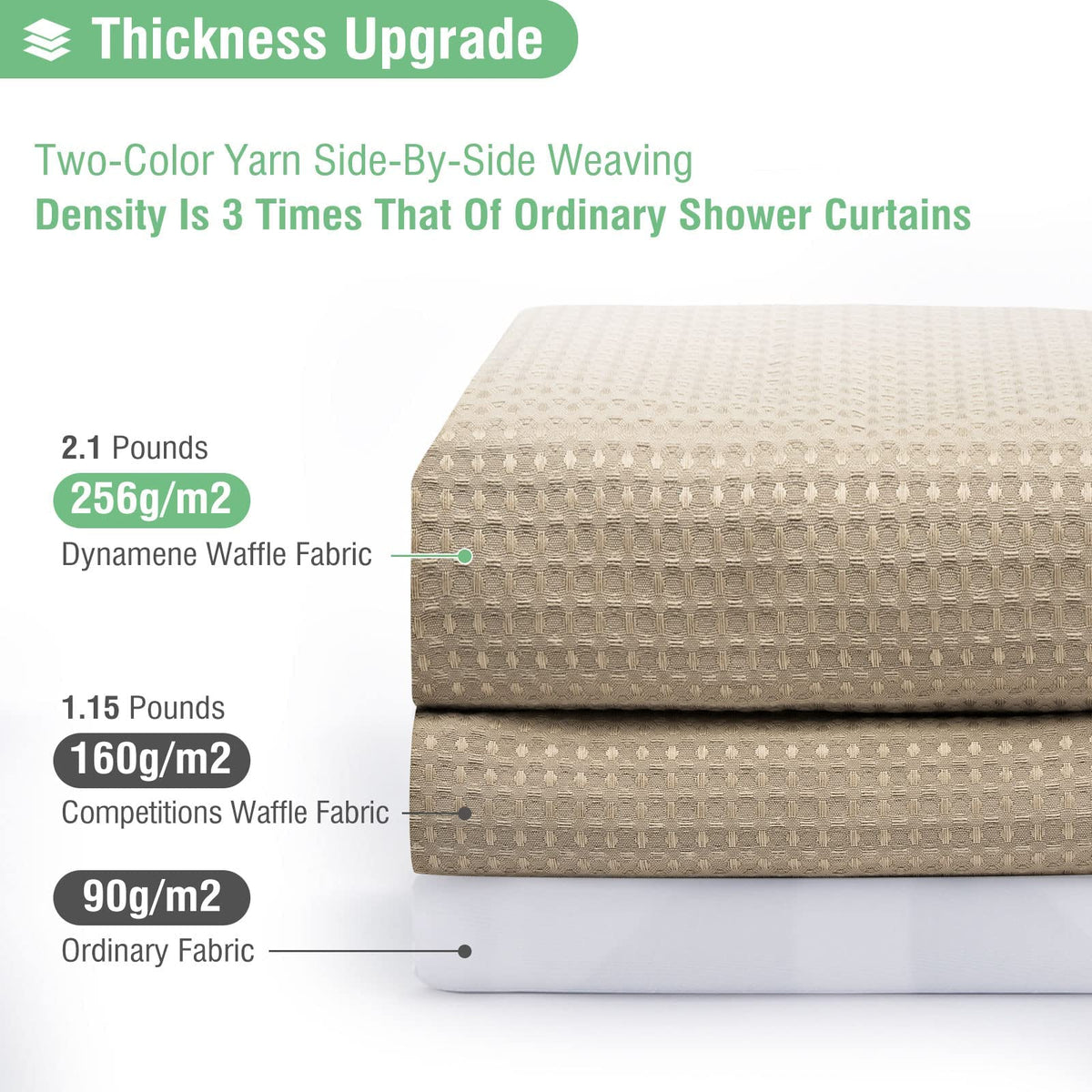 Dynamene weighted-hem curtain stays in place during showers.