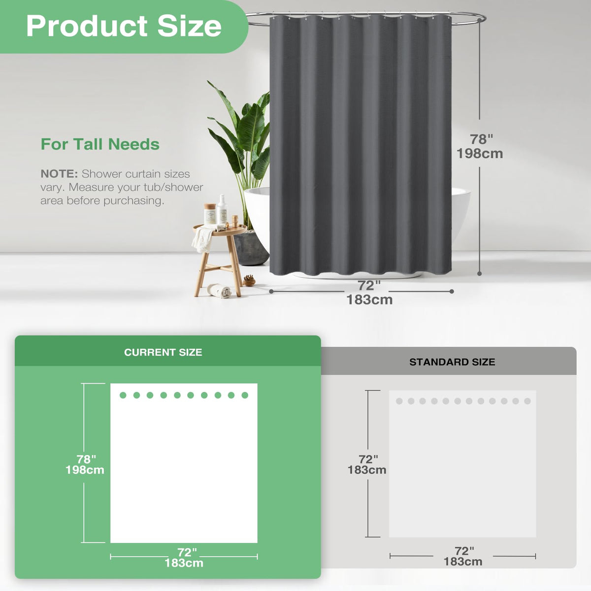 Dynamene curtain weighted hem helps prevent billowing during showers