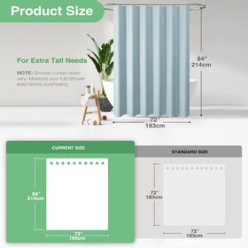 Dynamene weighted hem detail demonstrates curtain stays in place during showers.