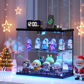 Dystler lighted glass display front view shows crystal clear visibility and easy access.