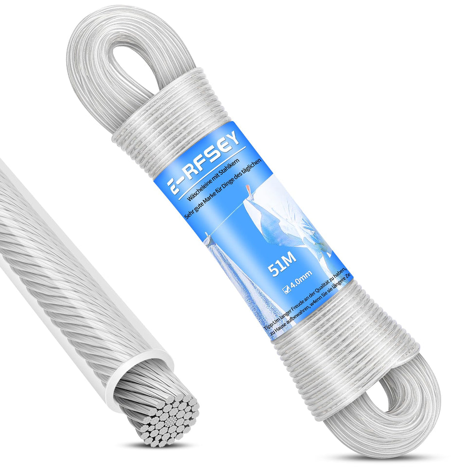 E-RFSEY super-strong clothesline in a garden, perfect for outdoor laundry.