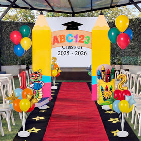 Eaasty back-to-school arch backdrop boosts photo opportunities.