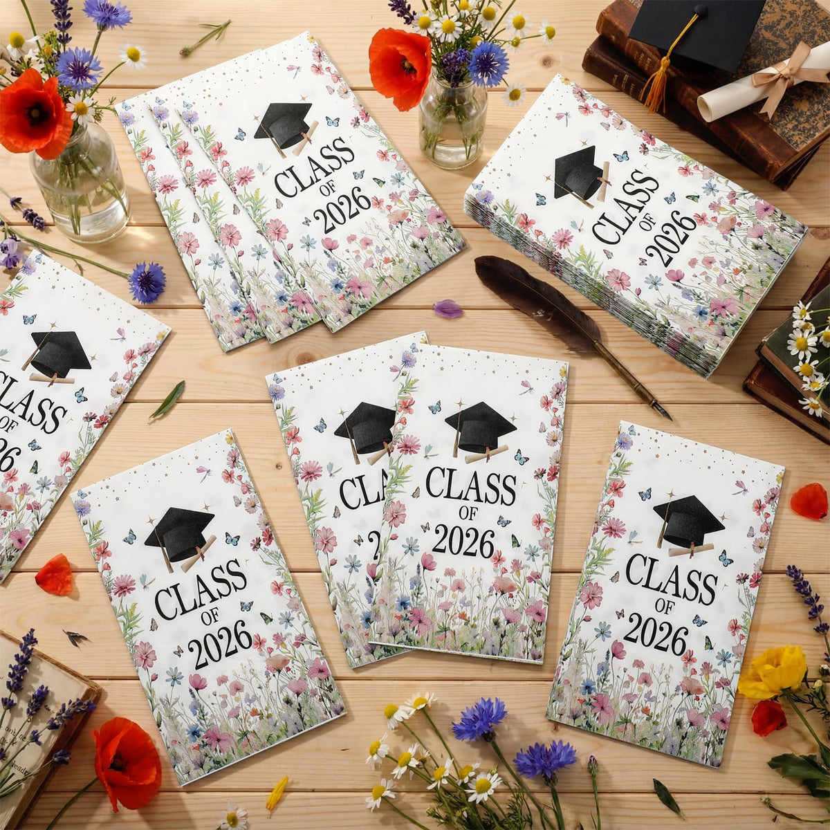 Eaasty Class of 2026 napkins with graduation cap motif for festive table decor.