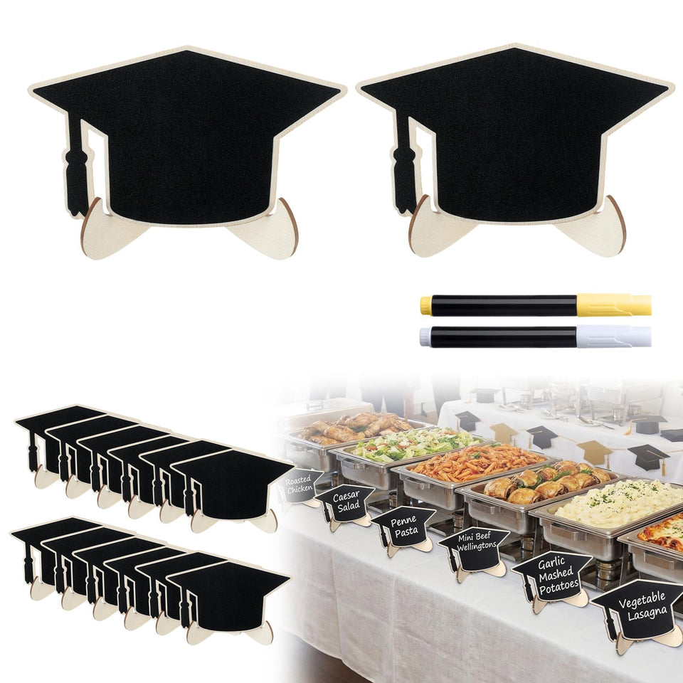 Eaasty graduation-cap chalkboard sign for elegant labeling at a graduation party